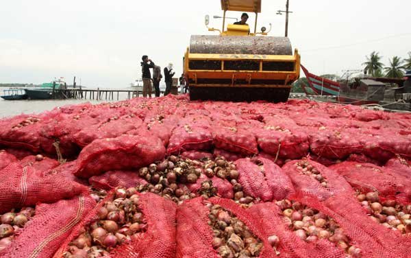 450 Karung Bawang Ilegal  Asal Thailand Diamankan