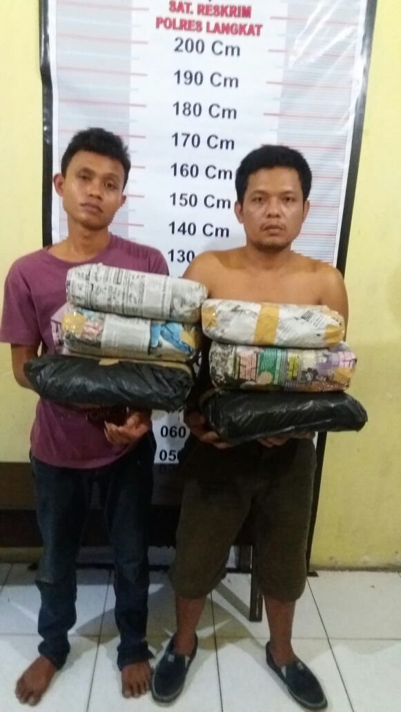 Polsek Besitang Amankan  2 Pria dan  6 Kg Ganja