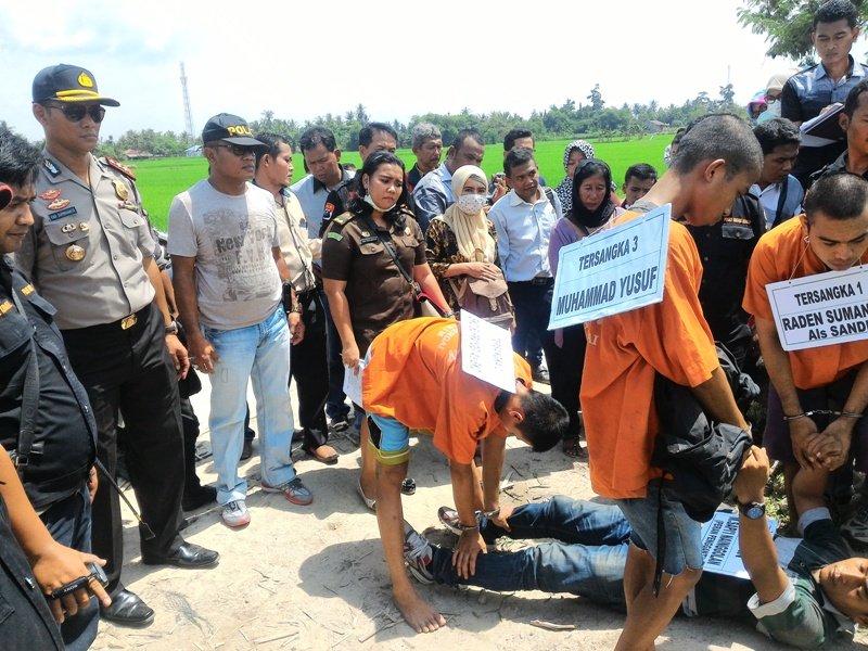 Polres Sergai Gelar Rekontruksi Pembunuhan Sadis Kawanan Gay