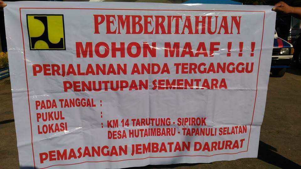 Pemasangan Jembatan | Hari Ini, Jalur Padangsidimpuan - Medan Via Sipirok Ditutup 4 Jam
