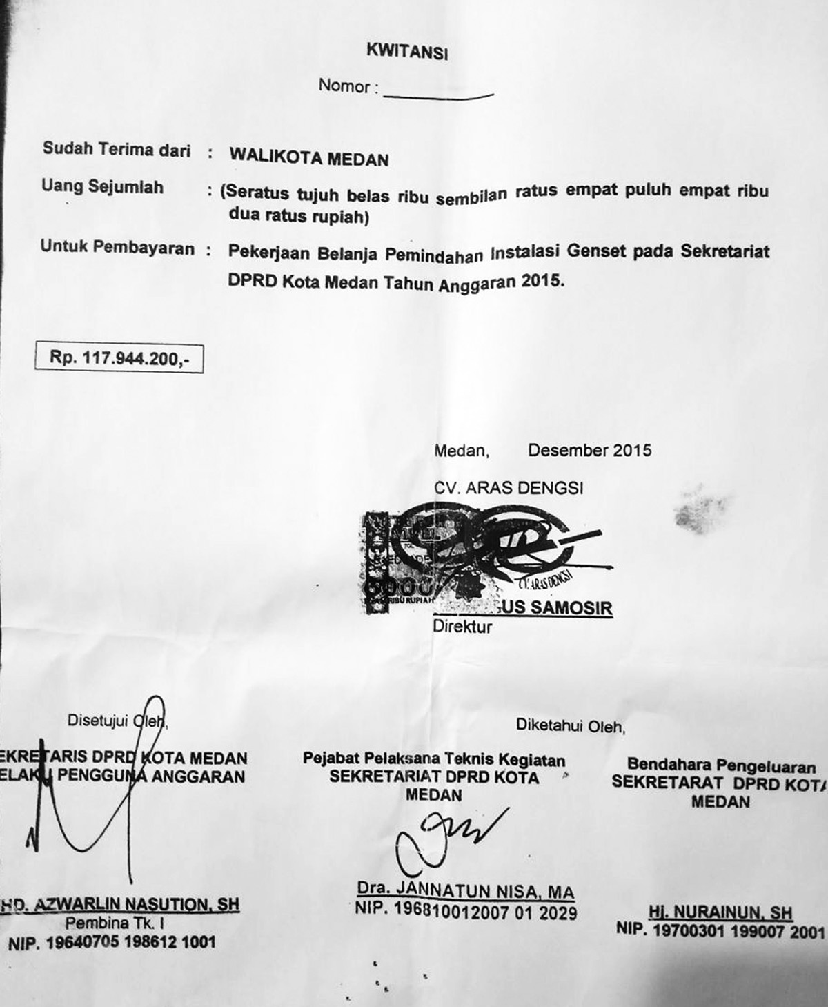 Poldasu Usut Raibnya Instalasi Genset DPRD Medan , Sekwan Diduga Terlibat