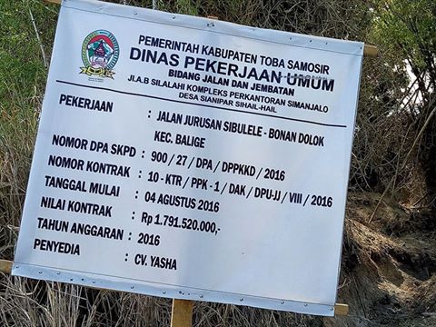 Kontraktor Jalan Sibulele-Bonandolok Rp1,7 Miliar Kabur