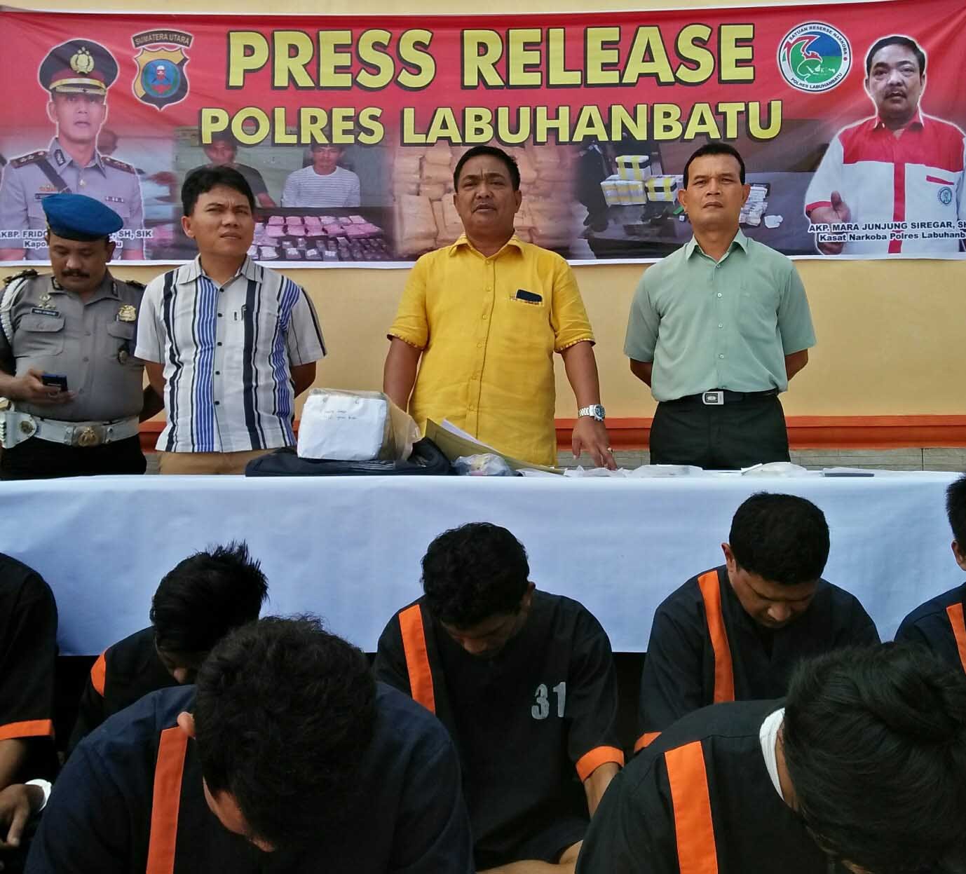 Polres Labuhanbatu Amankan 32 Tersangka Narkoba