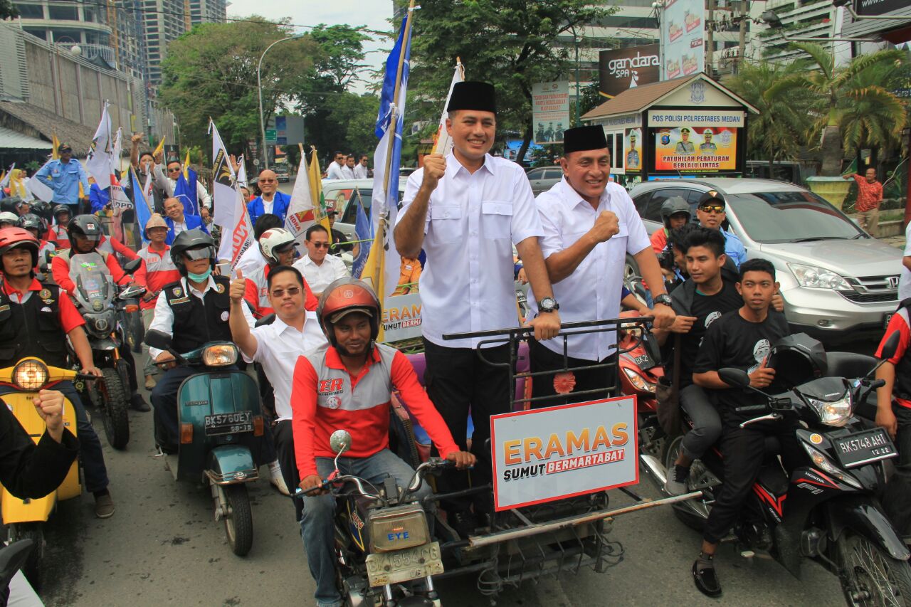 Edy-Ijeck Naik Betor Daftar ke KPU Sumut