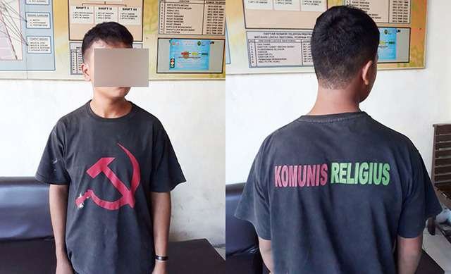 Gunakan Kaos Palu Arit,  Logos Digelandang Ke Polsek Medan Barat