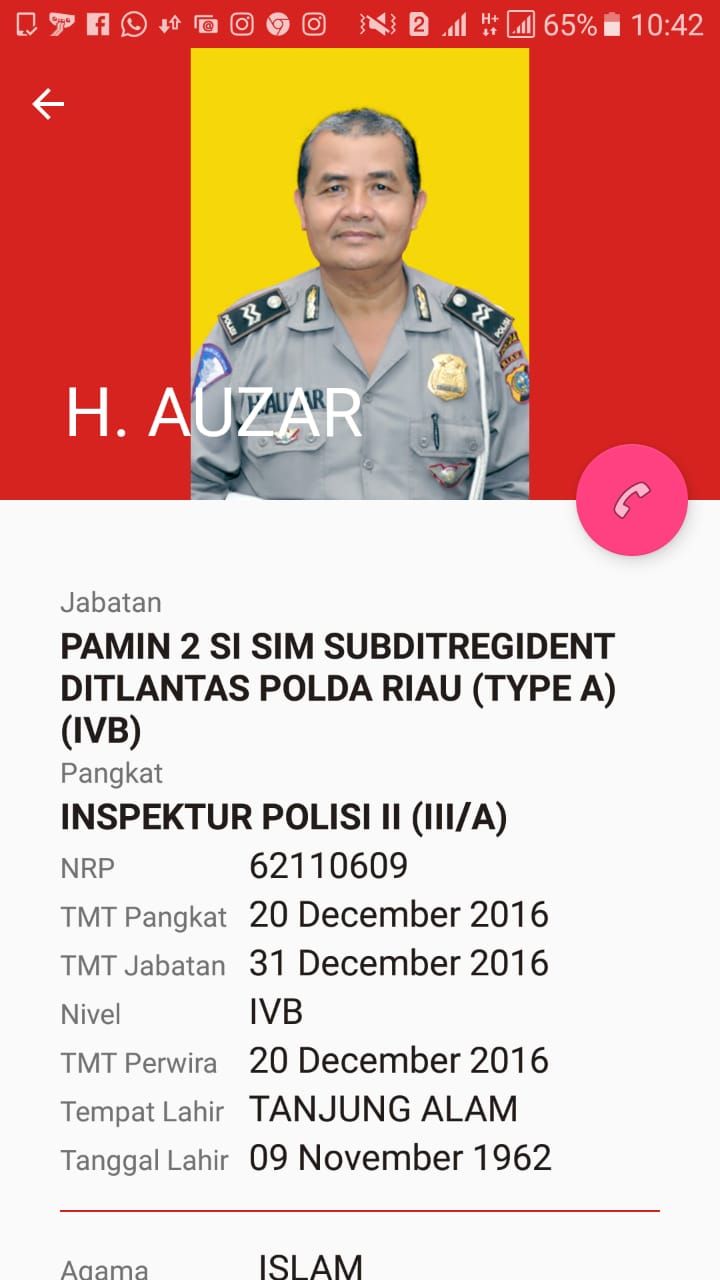Mengenang Ipda Auzar, Polisi yang Ditabrak Teroris di Riau