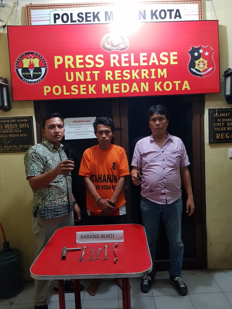 Polsek Medan Kota Ciduk Pencuri Baterai Tower Kantongi Sabu