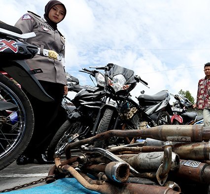 Polres Agara Razia Pedagang Knalpot Blong