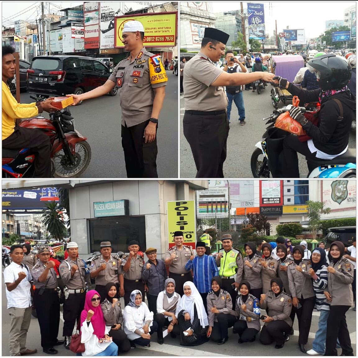 Kapolrestabes Medan Bersama Kapolsek Medan Baru dan Majelis Taqlim Halimah Berbagi Takjil