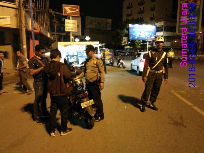 Antisipasi 3C, Polsek Medan Baru Patroli Blulight dan Razia