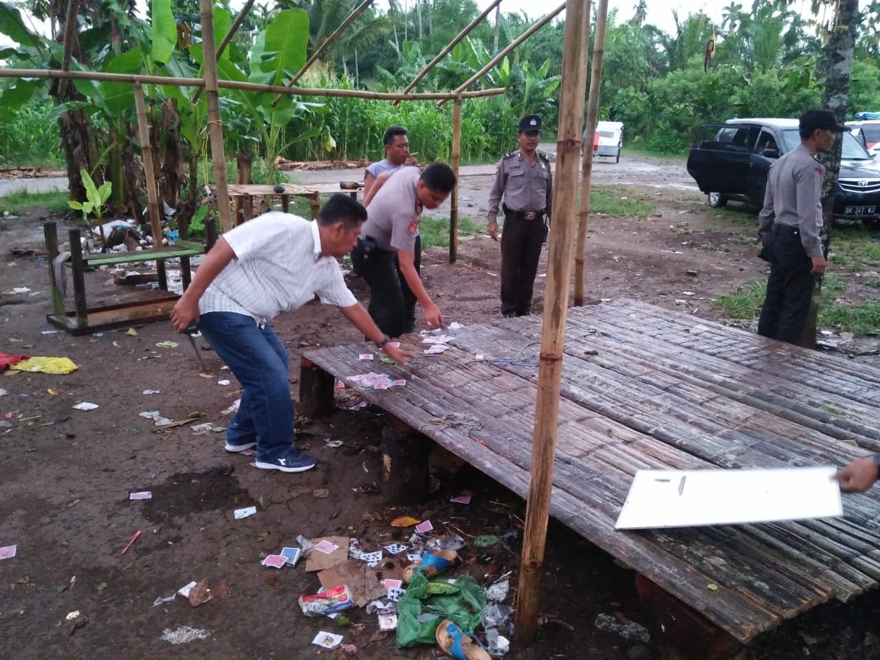 Polsek Pancur Batu Gulung Lapak Judi di Desa Durin Tonggal