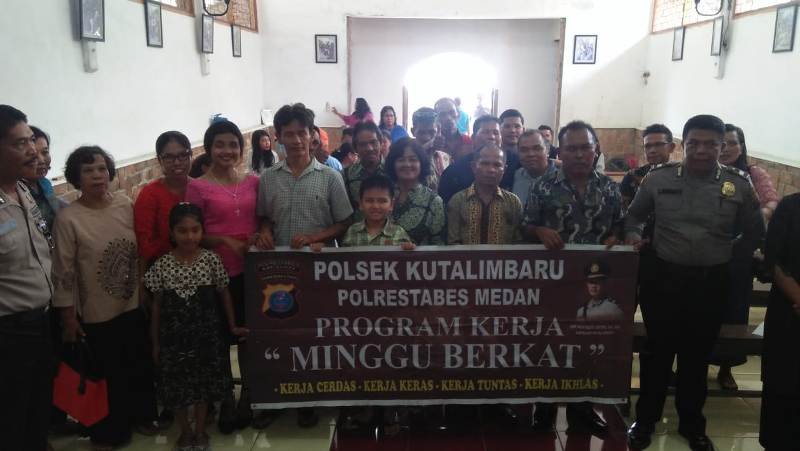 Minggu Berkat Polsek Kutalimbaru Sampaikan Pesan Kamtibmas