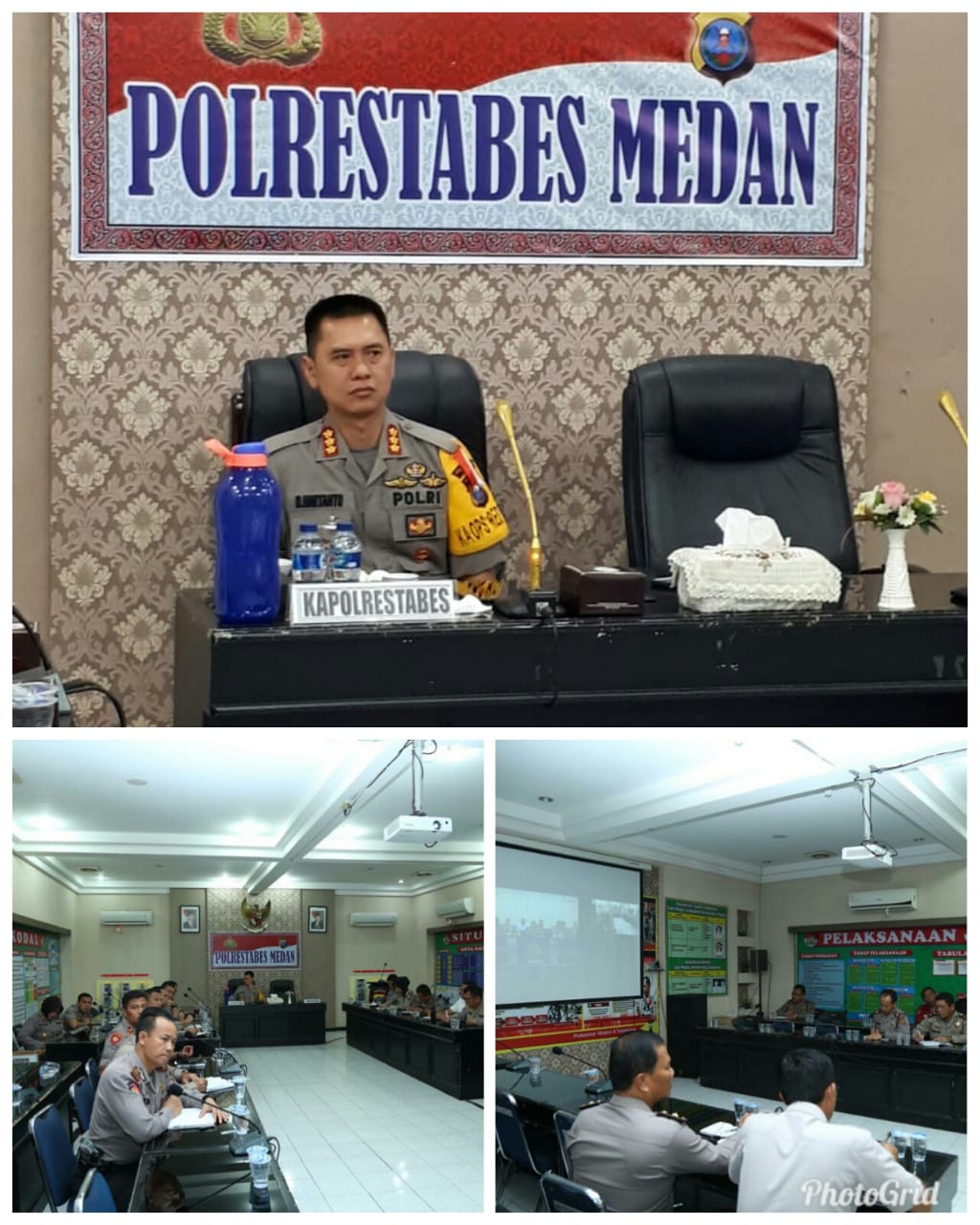 Kapolrestabes Medan dan Kapolsek Jajaran Vidcon dengan Kapolri