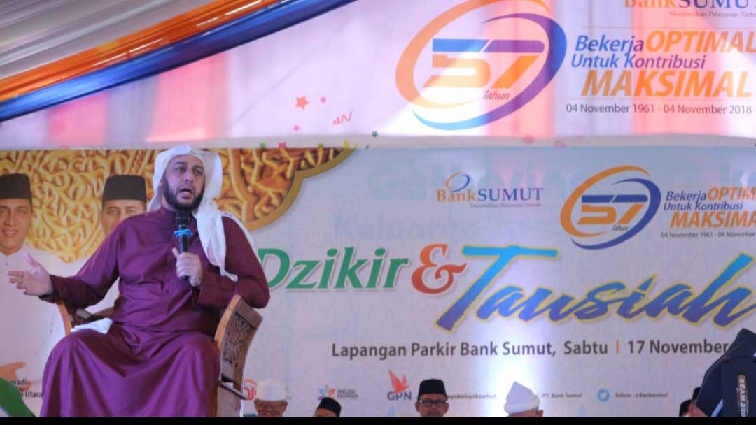 Tausiyah di HUT Ke 57 Bank Sumut,  Syech Ali Jaber Ajak Umat Teladani Rasulullah SAW