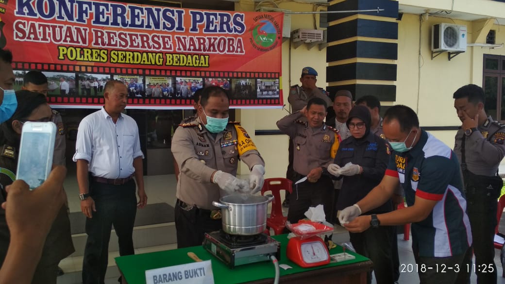 Polres Sergai Musnahkan Barang Bukti 893,34 Gram Sabu