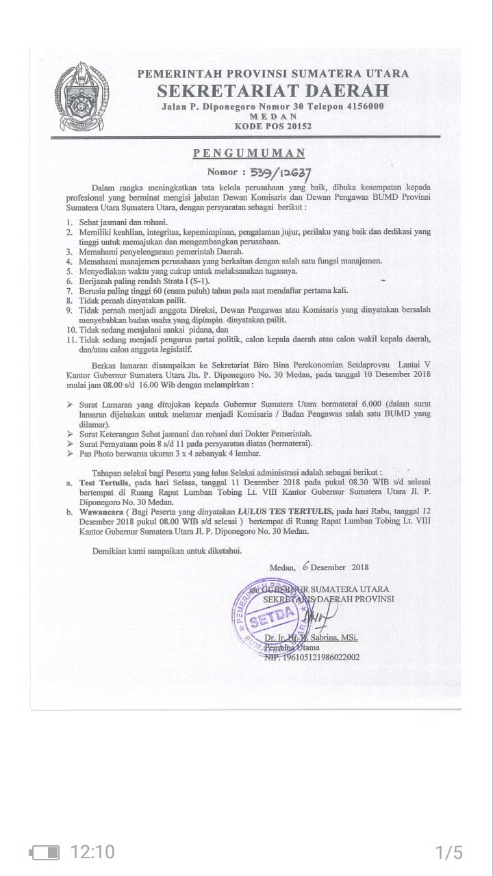 Pemprovsu Harus Transparan Seleksi Dewas dan Komisaris BUMD Sumut, BUMD Dicurigai Sapi Perahan Para Elit