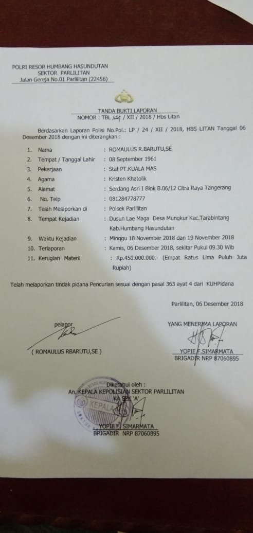 Dugaan Tangkap Lepas Pencurian di Polsek Parlilitan Humbahas, Kapolda Sumut : Jika Terbukti, Kapolres Humbahas Saya Perintahkan Copot Kapolsek Parlilitan