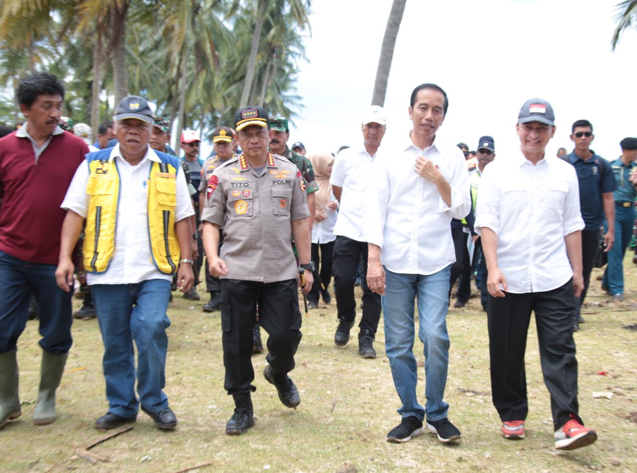 Presiden RI Tinjau Pasca Bencana Tsunami Banten, Panglima TNI dan Kapolri Turut Mendampingi