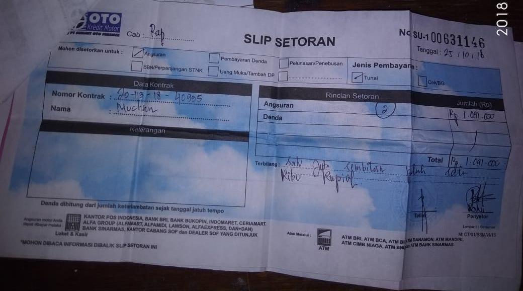 OTO Kredit Motor PT SUMIT FINANCE Cabang Rantauprapat Disinyalir 