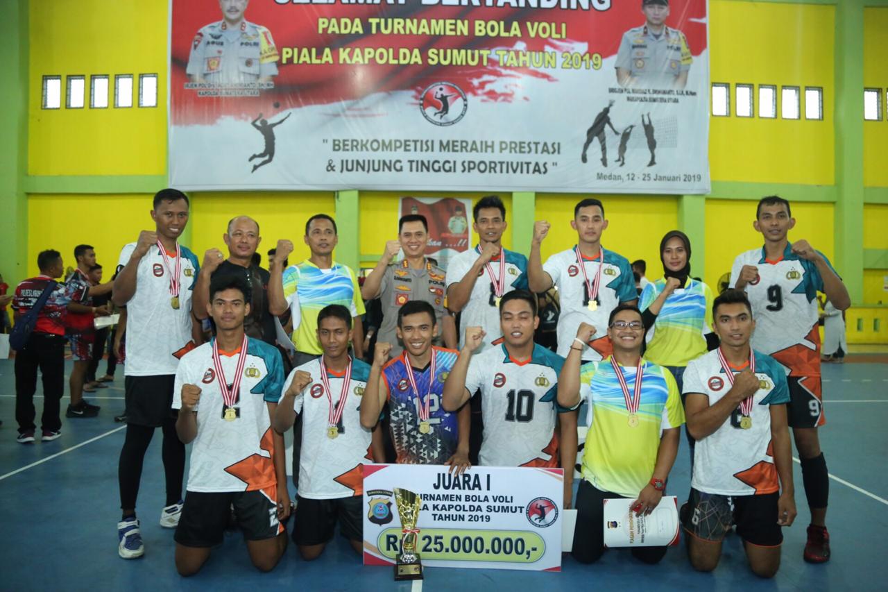 Polrestabes Medan Juara I Bola Voli Piala Kapolda Sumut 2019