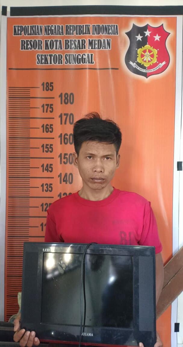 Curi TV Hotel, Yudi Meringkuk di Polsek Sunggal