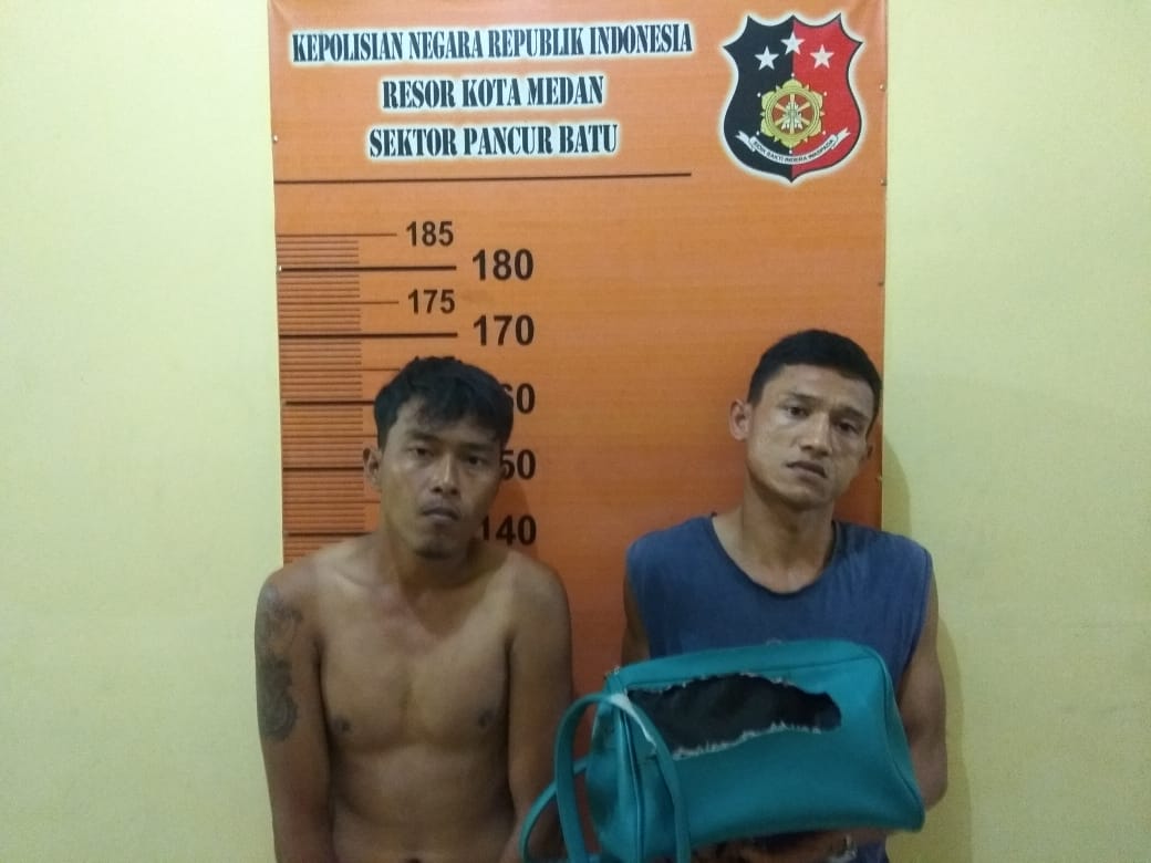 Gagal Menjambret Dua Pelaku Curas Digiring ke Polsek Pancur Batu