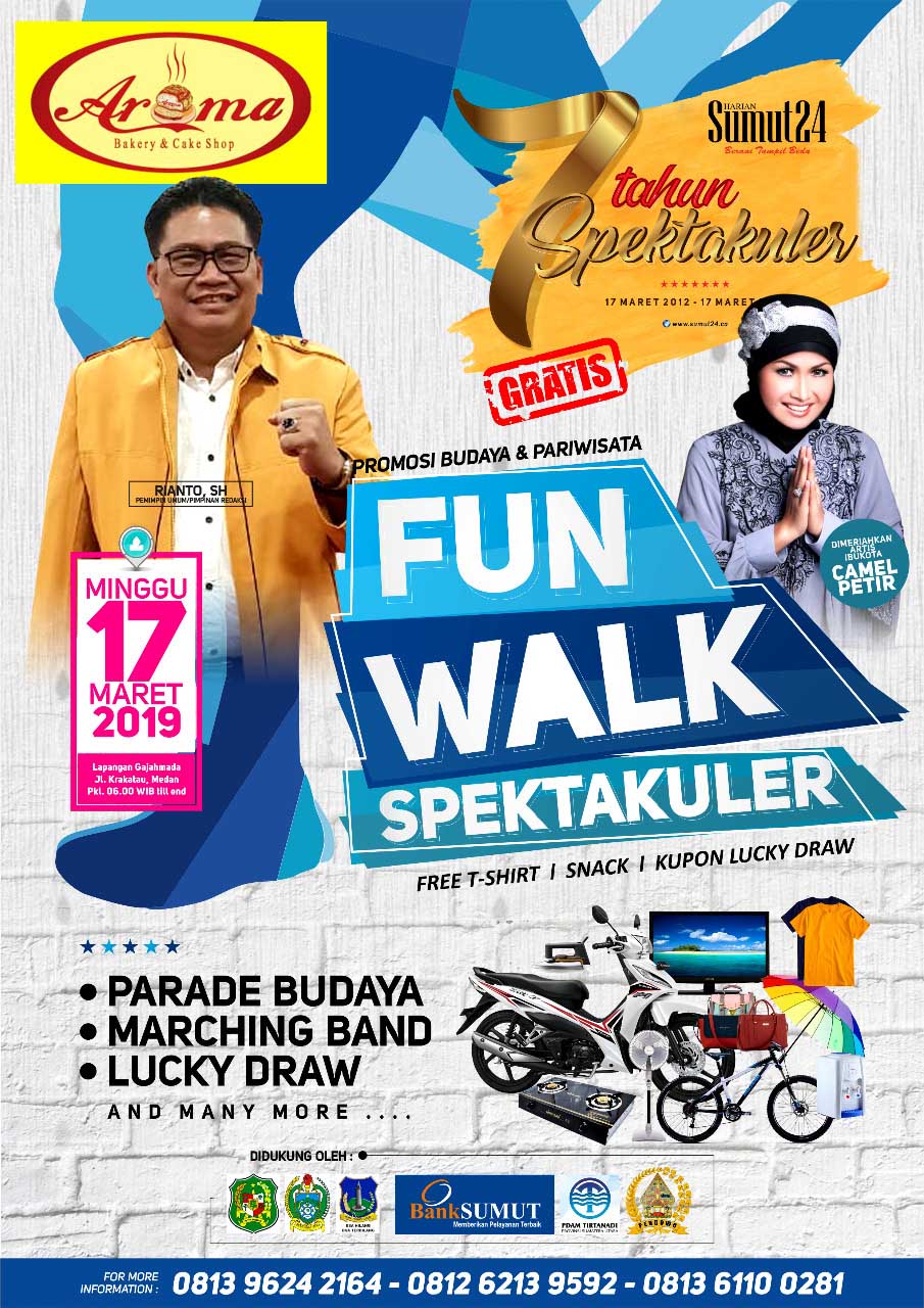 Ayo Ramaikan Jalan Santai HUT SUMUT24 di Lap Krakatau Medan, Dimeriahkan Artis Ibukota dan Hadiah Menarik