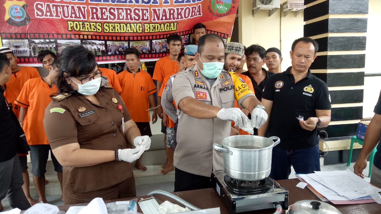 Polres Sergei Musnahkan 28,26 Gram Narkoba