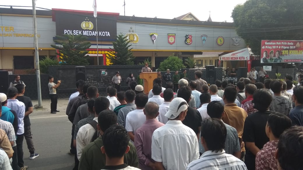 Polsek Medan Kota Gelar Apel Pelaksanaan Pengamanan TPS