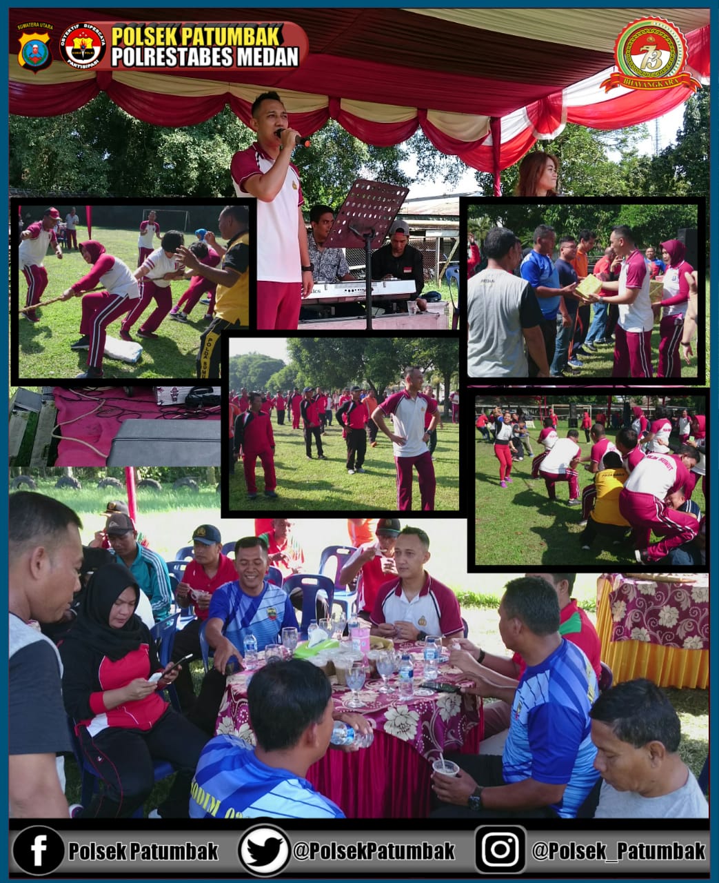 Sambut HUT Bhayangkara Ke-73, Polsek Patumbak Gelar Olahraga Bersama Tiga Pilar