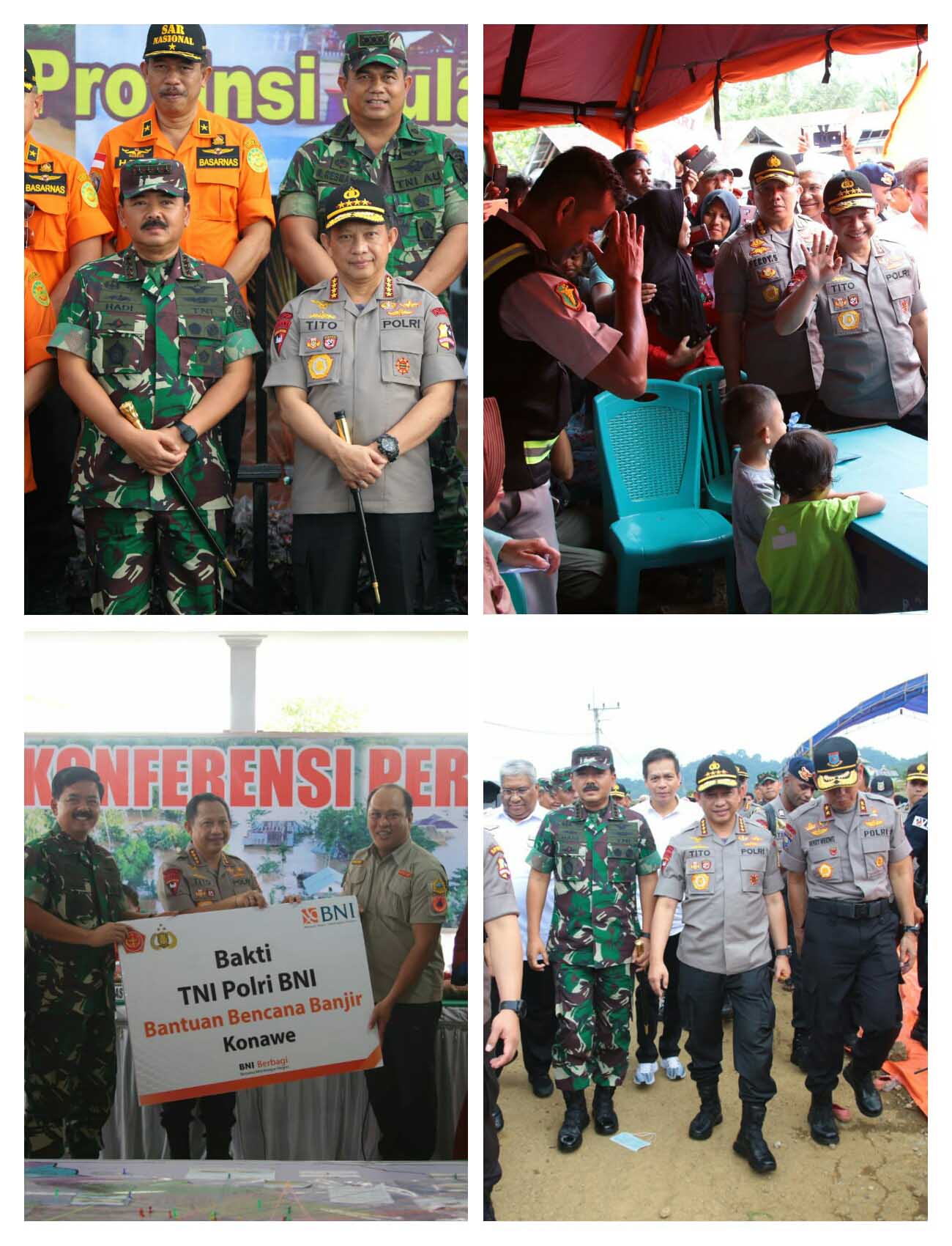 Tinjau Pasca Banjir, Kapolri Bersama Panglima TNI Kungker Ke Konawe Utara Sultra