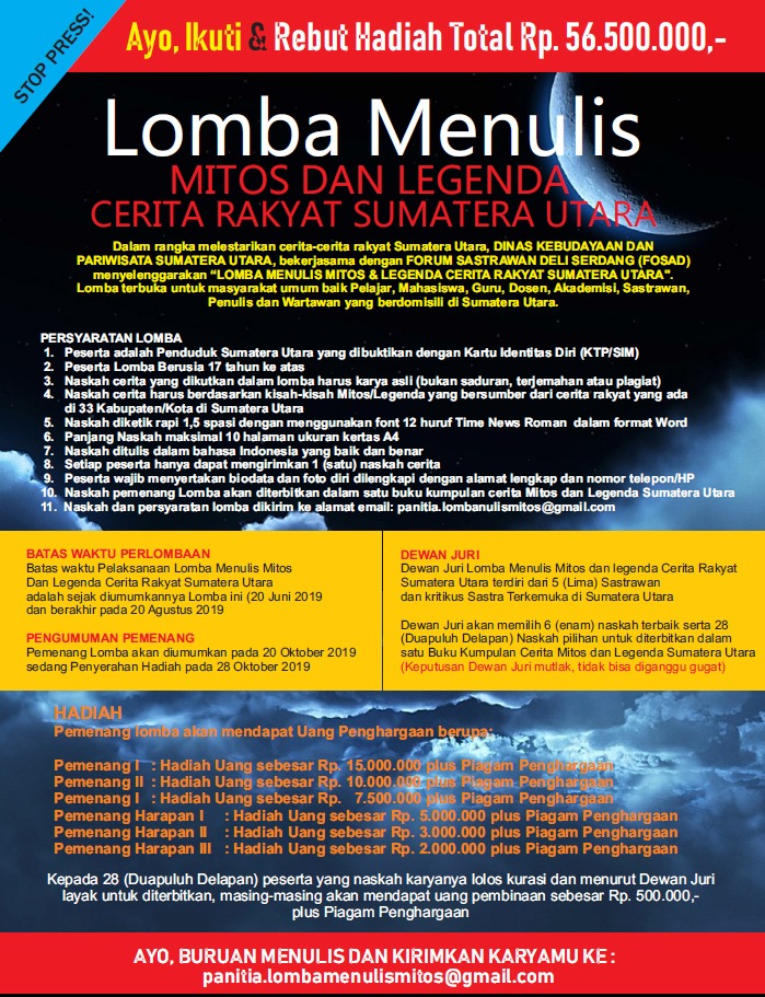 Disbudpar Sumut Gelar Lomba Menulis Cerita Mitos dan Legenda