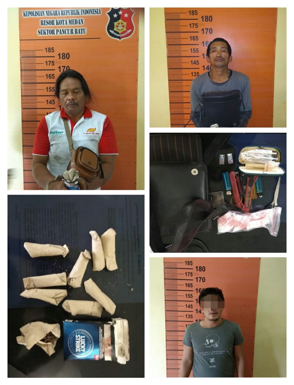 GKN Polsek Pancur Batu, 3 Pelaku Narkoba, 11 Am Daun Ganja dan 4 Paket Shabu Disita