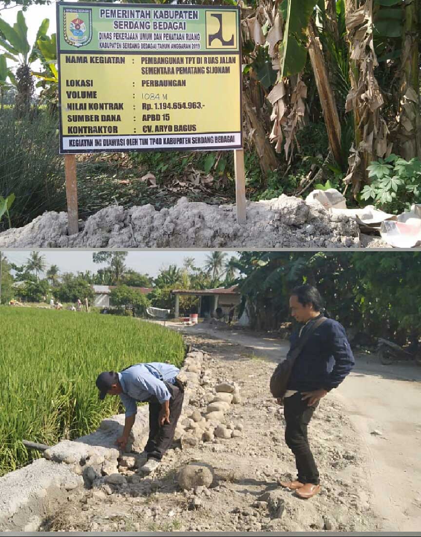 Pembangunan Tembok Penahan Tanah Desa Sementara Sergai Telan Rp 1, 1 Miliar Asal Jadi