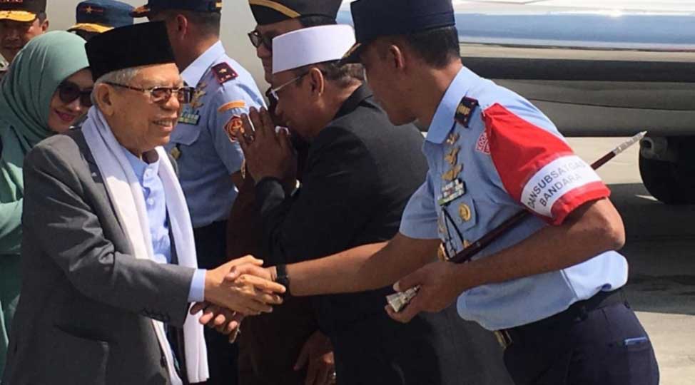 Danlanud Soewondo Kol PNB Meka YudiantoSambut Kedatangan Wapres RI KH Ma ruf Amin