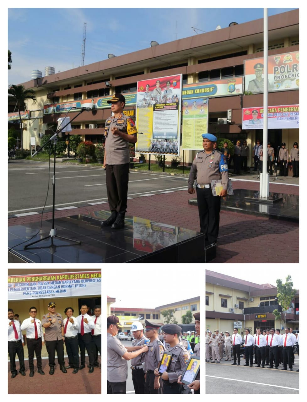 Kapolrestabes Medan Berikan Penghargaan Kepada Kapolsek Medan Baru, 4 Personel Polrestabes Medan Dipecat