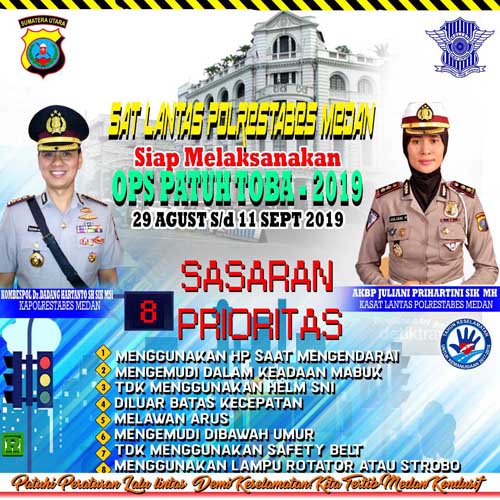 Tingkatkan Tertib Berlalulintas, Polrestabes Medan, Gelar Ops Patuh Toba 2019