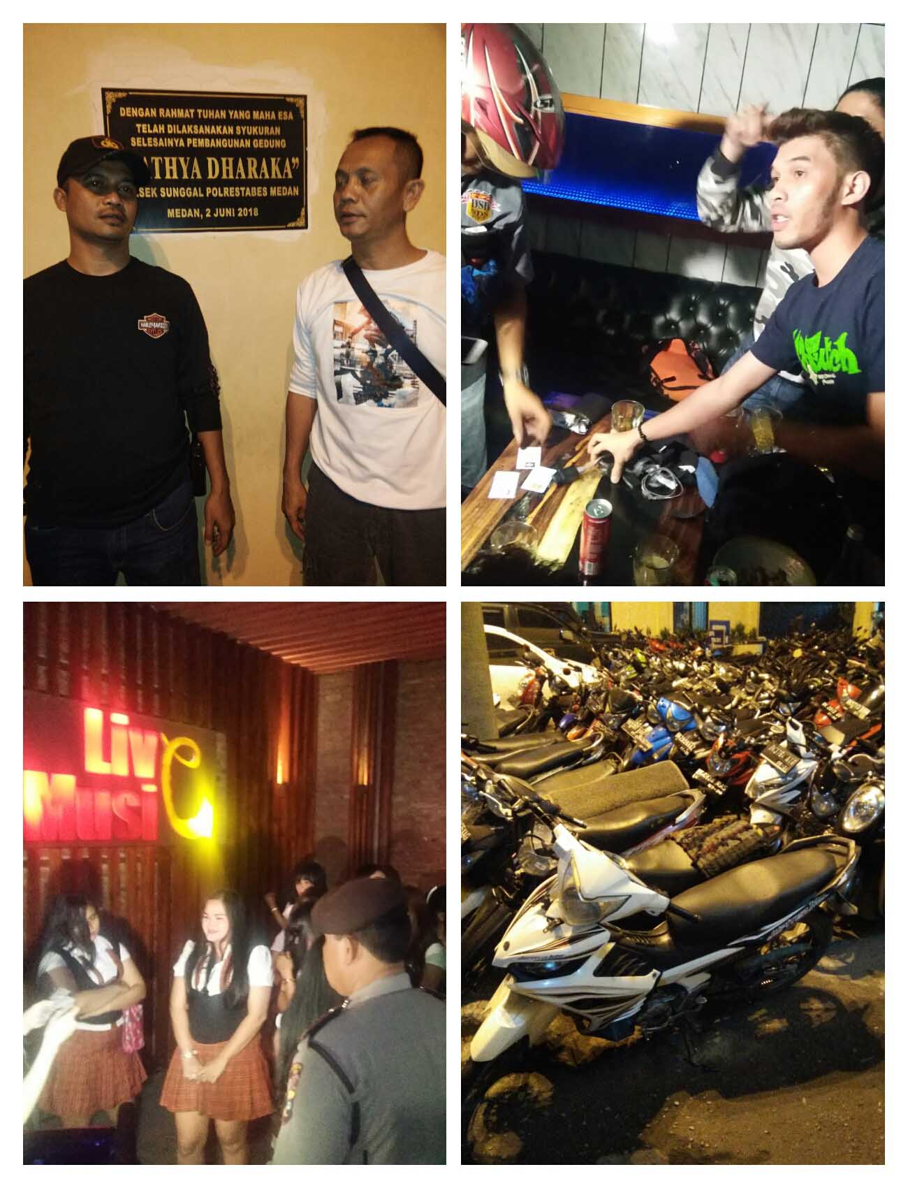 Razia Patroli 3C Begal dan Narkoba, Polsek Sunggal Amankan 17 R2, 14 Waitres dan 3 Anggota GM