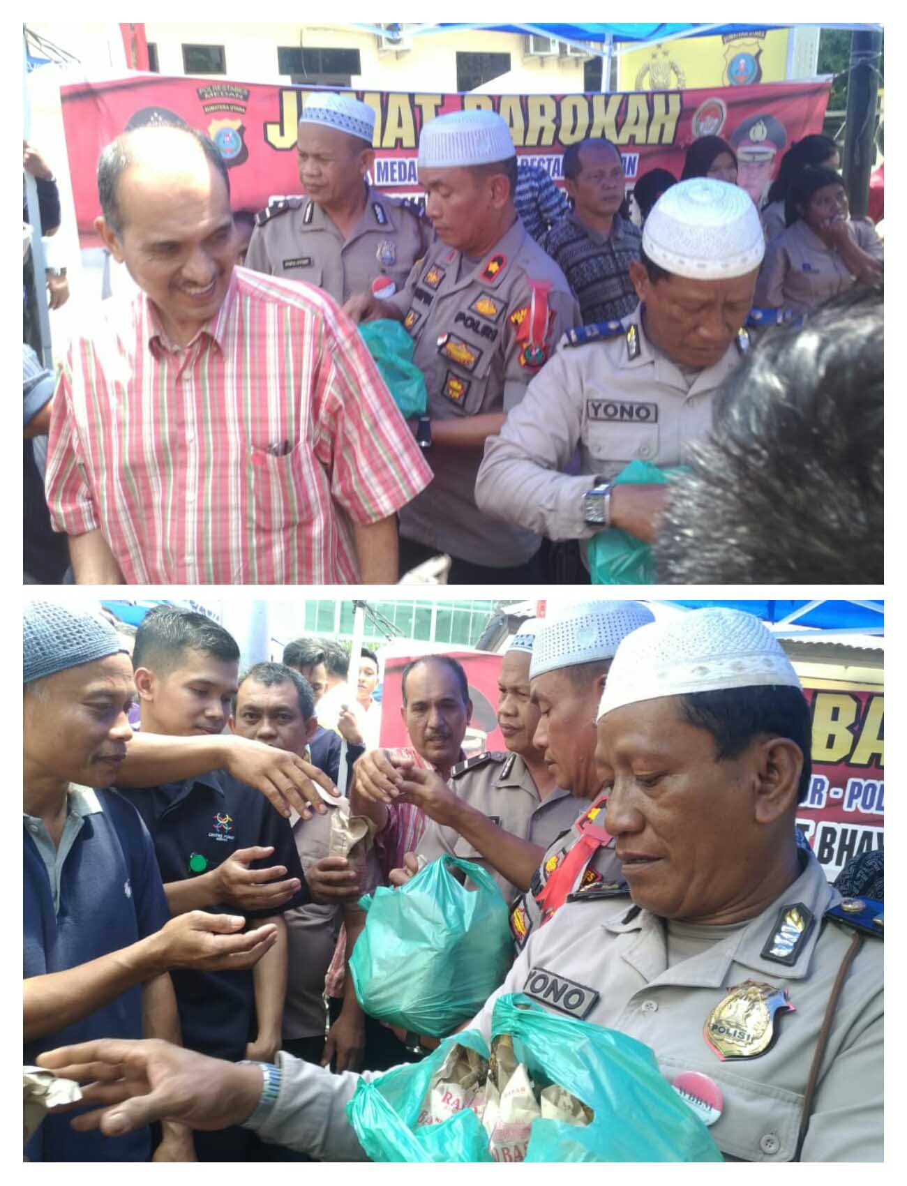 Pimpin Jumat Barokah, Kapolsek Medan Timur Bagikan 200 Nasi Bungkus dan Sampaikan Pesan Kamtibmas