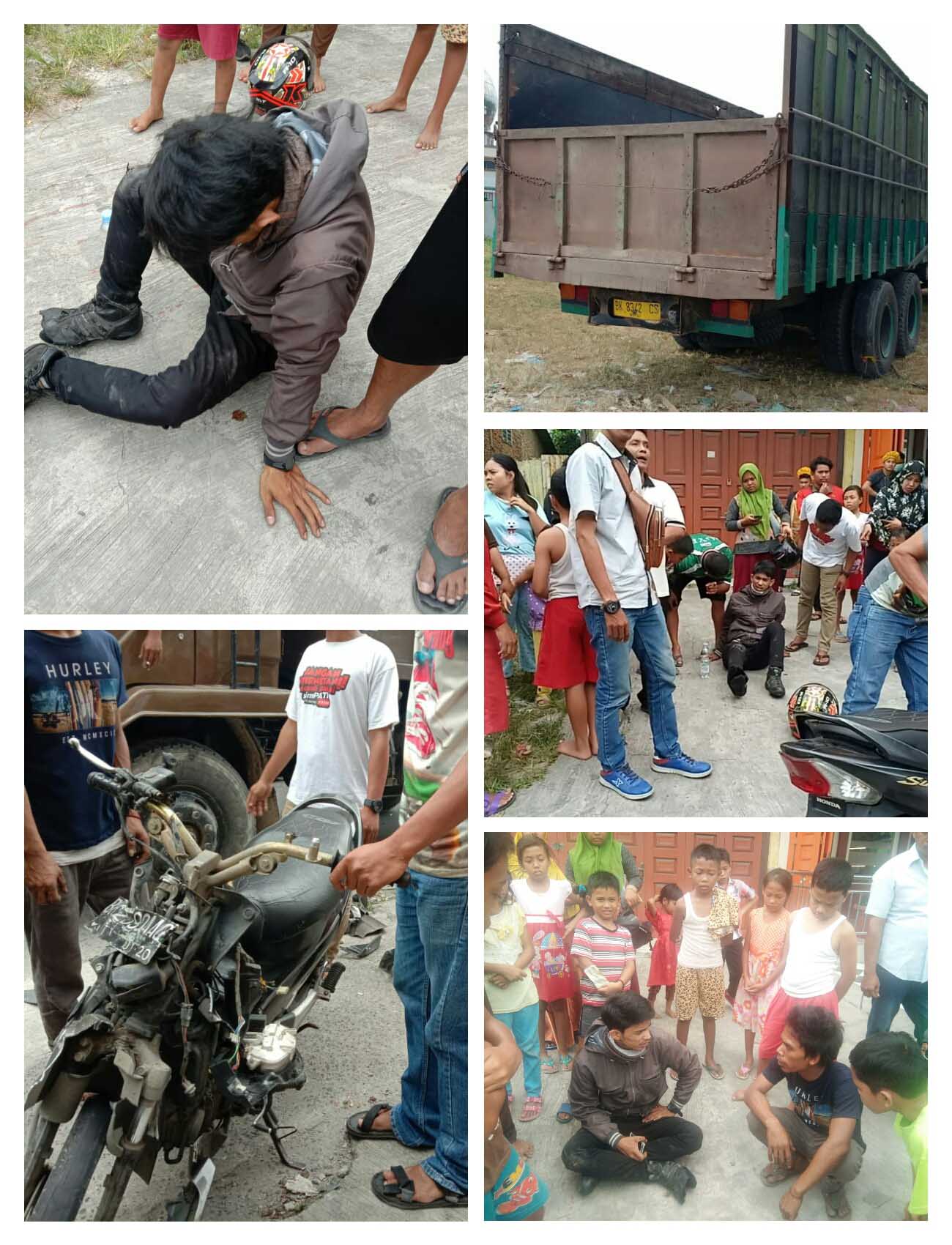 Laka Didekat Polsek Patumbak, Truk Kontra Sepeda Motor, Fuad Nyaris Terlindas Ban Fuso