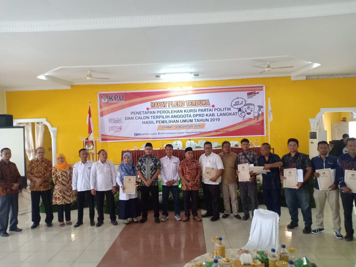 KPU Langkat Tetapkan Perolehan Kursi Parpol dan Anggota DPRD Langkat Priode 2019-2024