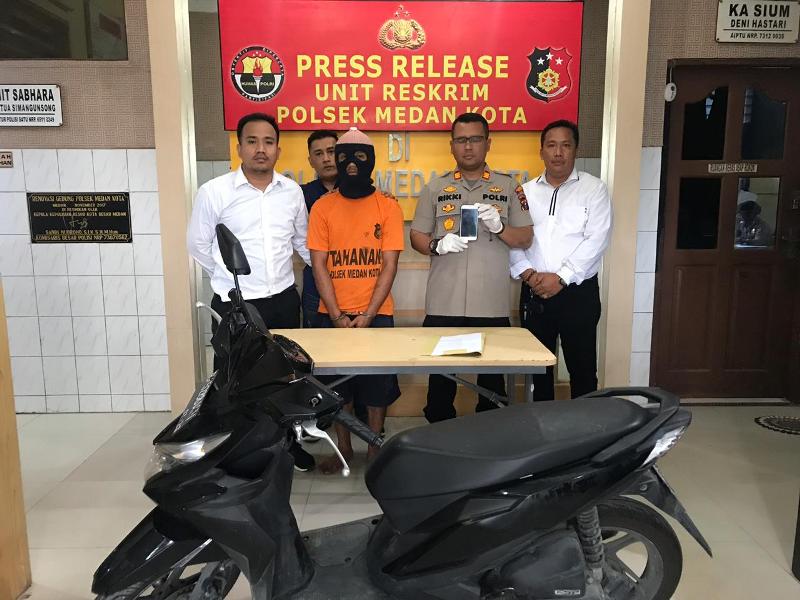 Pelaku Jambret HP Meringkuk di Jeruji Besi Polsek Medan Kota