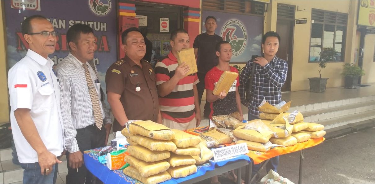 Satres Narkoba Polrestabes Medan Bakar 39 Kg Ganja Hasil Tangkapan 2 Kurir Asal Aceh