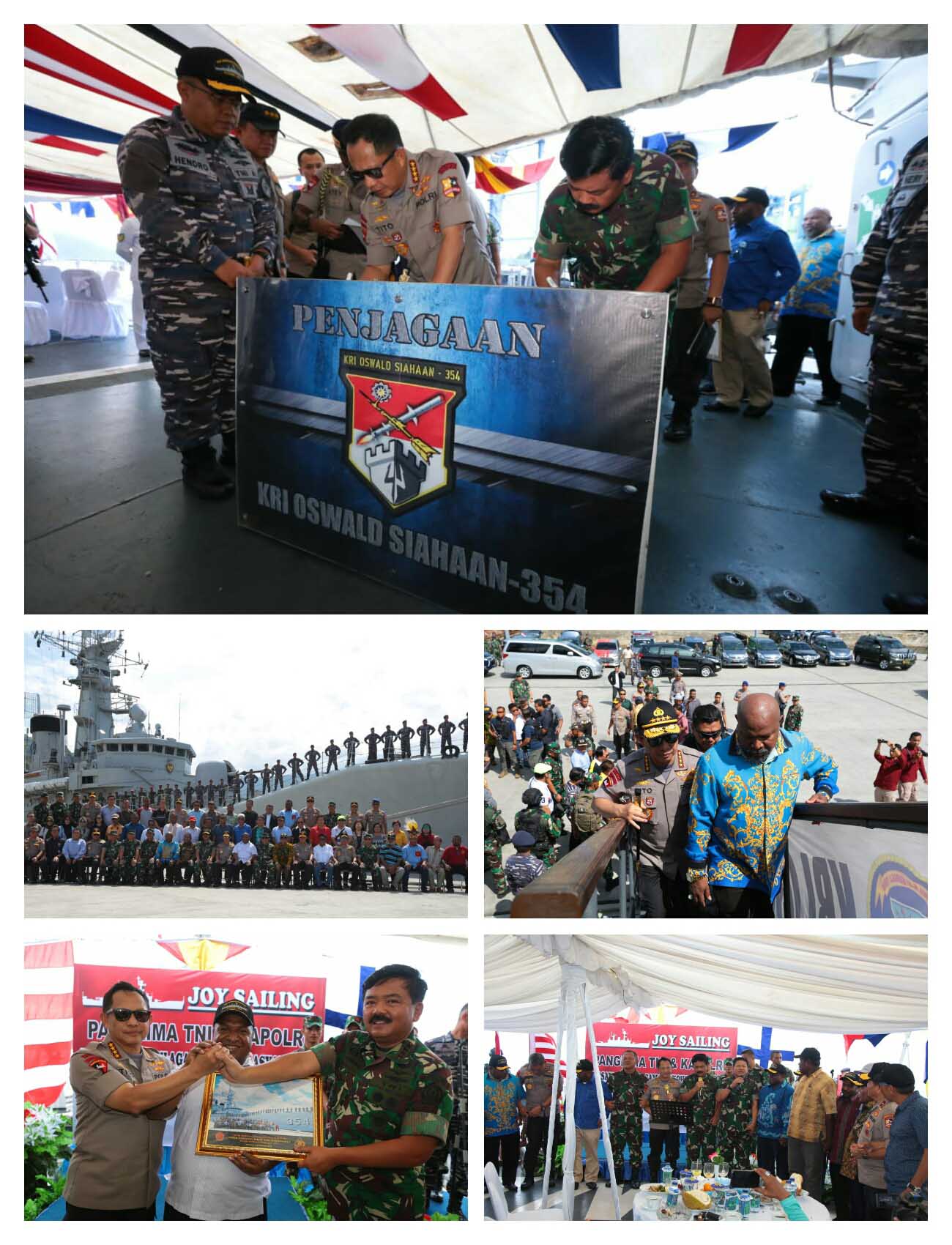 Kapolri dan Panglima TNI Melaksanakan Joy Sailing Bersama Toga, Tomas Forkopimda Papua dengan KRI 354 Oswald Siahaan