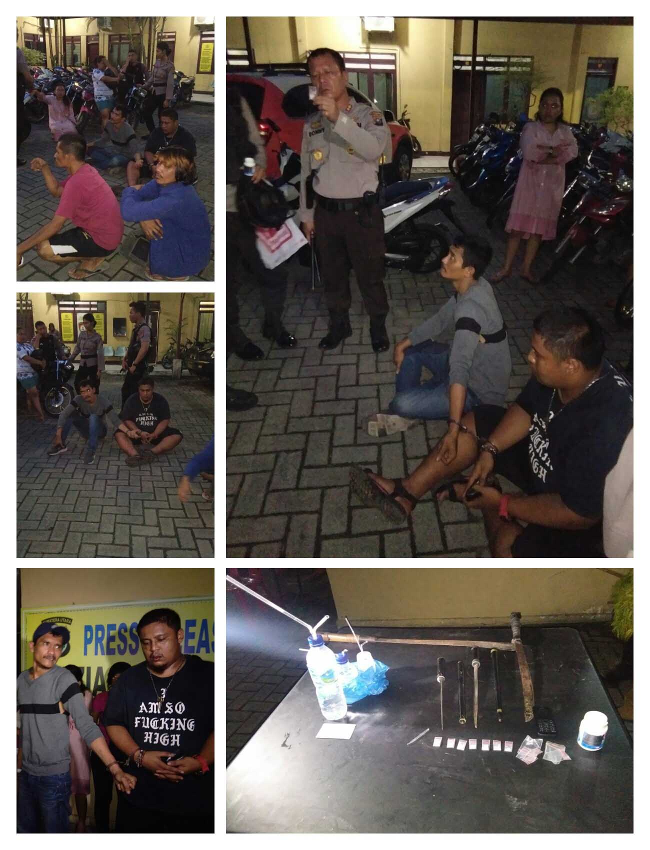 Satsabhara Polrestabes Medan GKN di Wilkum Sunggal, 13 Orang Pria dan Wanita Diamankan, 2 Diantaranya Pengedar