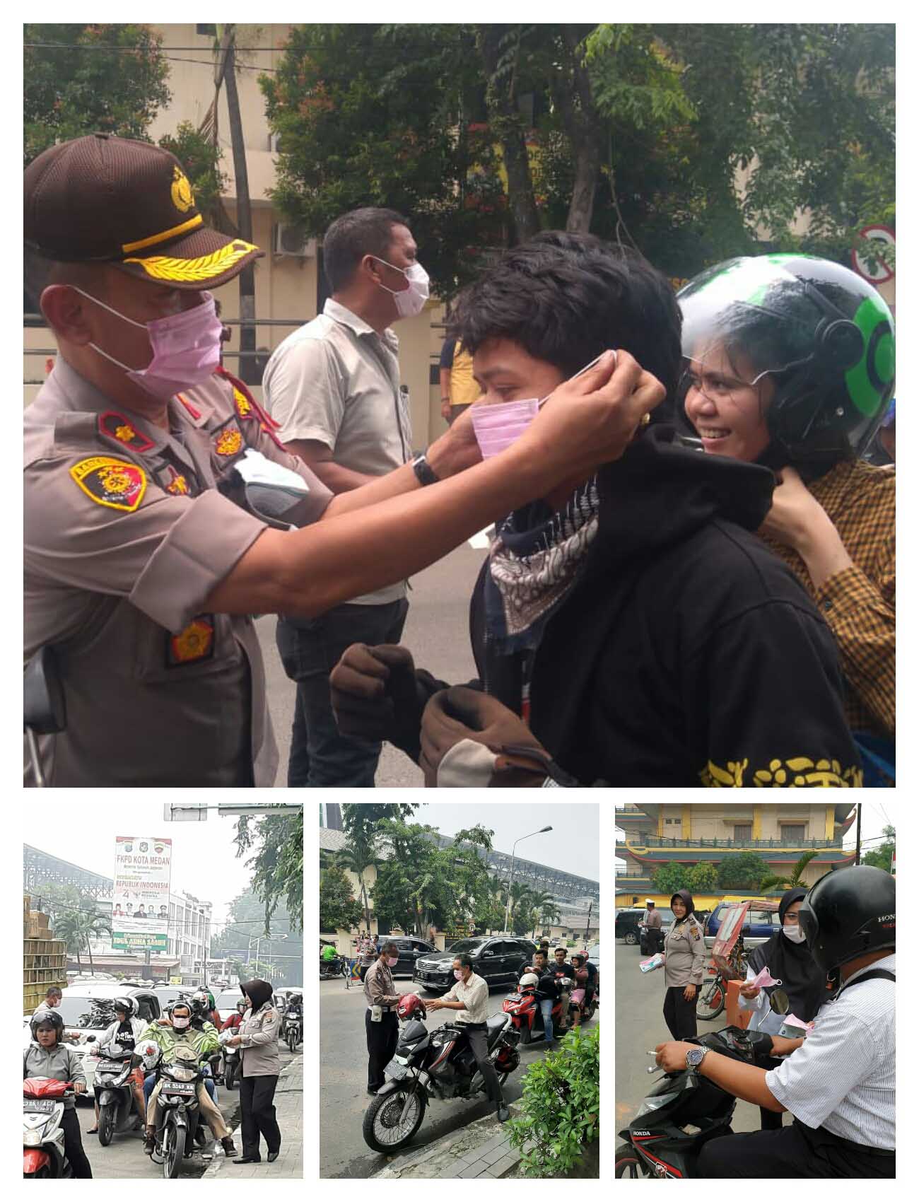 Antisipasi Berbagai Penyakit, Polsek Medan Timur Bagikan Masker Geratis Kepada Kengendara R2 dan Pejalan Kaki