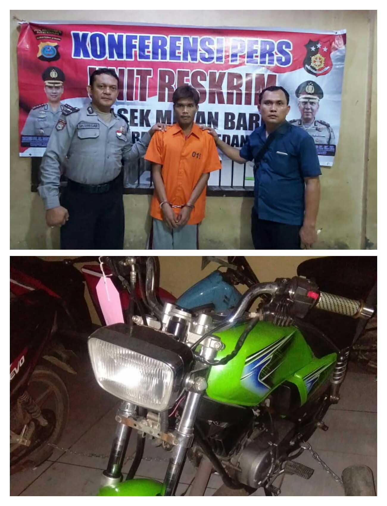 Pelaku Curanmor di Cafe Delicious Diringkus Pegasus Medan Baru