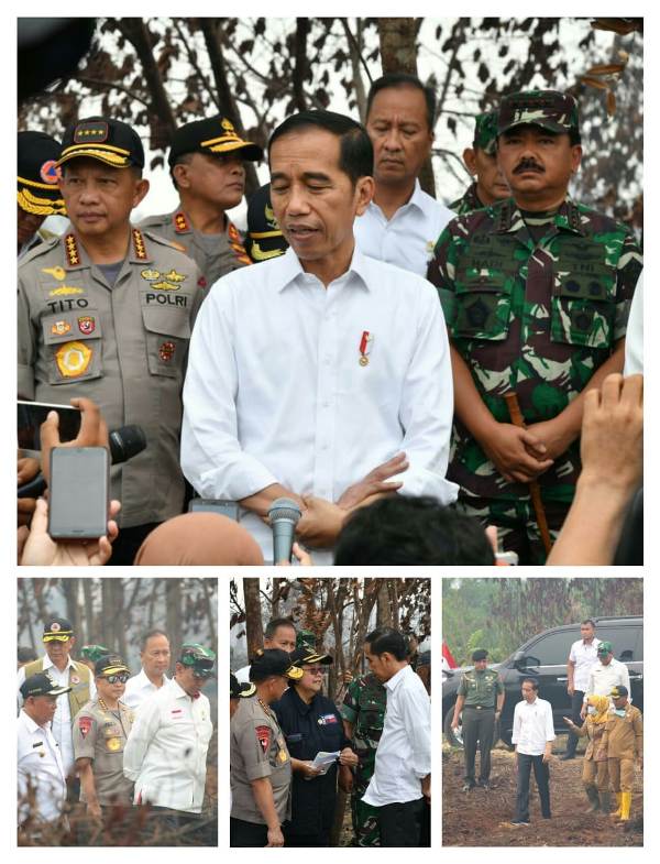 Kapolri Dampingi Presiden RI Meninjau Lokasi Karhutla di Riau