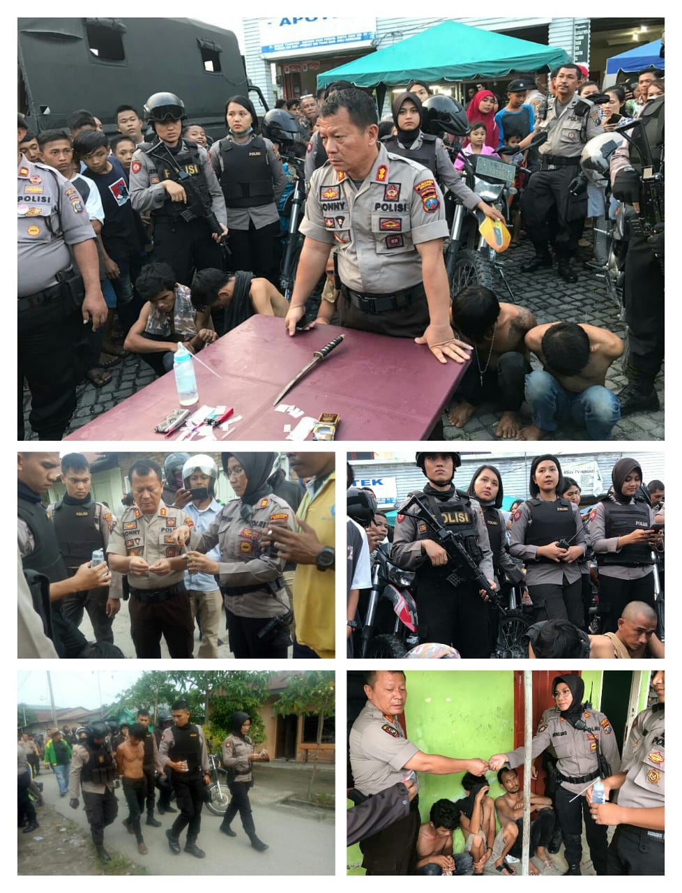 Sabahara Polrestabes Medan Gempur 5 Kampung Narkoba, 7 Orang Berikut Barang Bukti Bong Diamankan