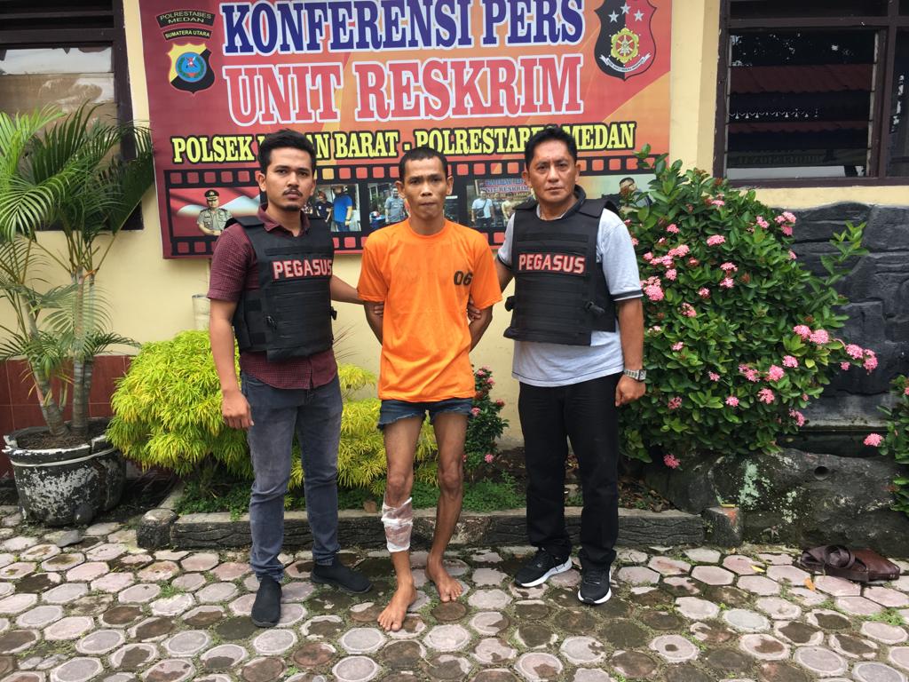 Pegasus Medan Barat Tembak Residivis Pelaku Pencuri Modus Bongkar Rumah